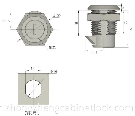 Serrure à came de panneau de verrouillage à came étanche en alliage de zinc Zonzen pour tiroir d'armoire Ms463